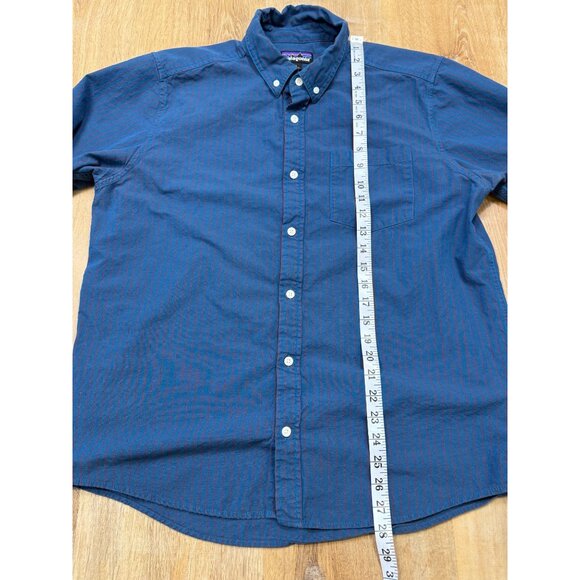 Patagonia Mens Long Sleeved Bluffside Shirt Blue Red Striped Organic Cotton Larg - Picture 6 of 11